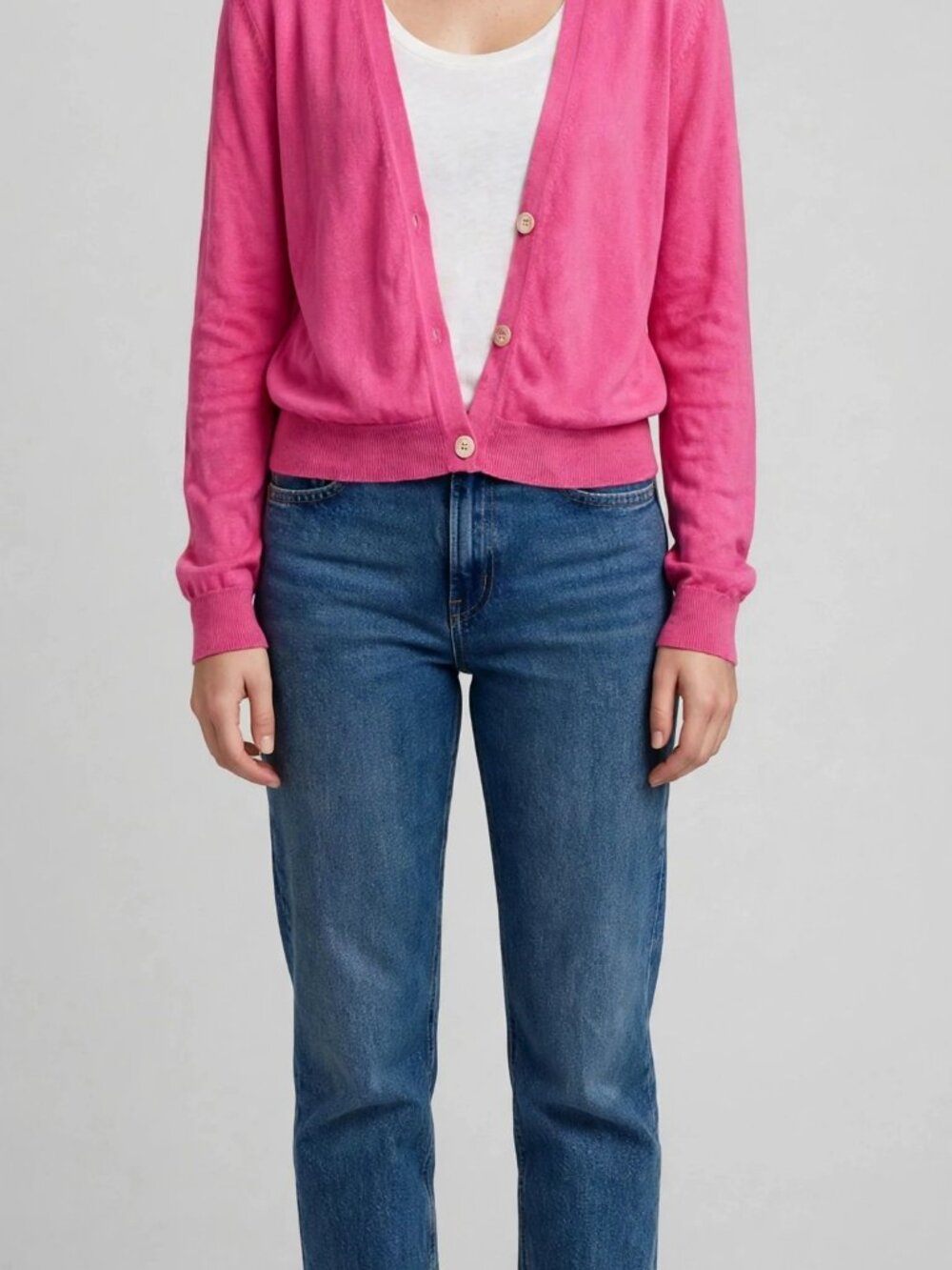 Club Monaco Pink Cardigan Sweater Size L Cotton Cashmere Blend Button Front